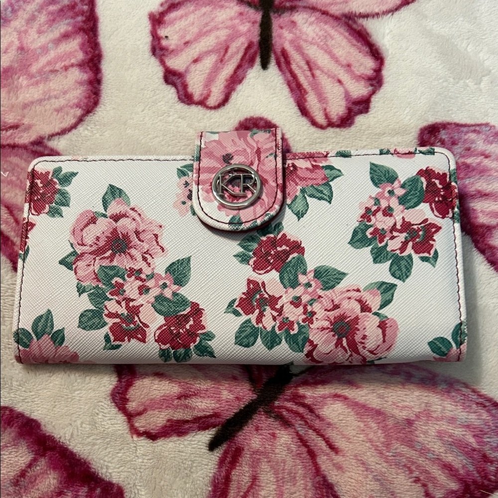 Kim Rogers Floral White and Pink Wallet
